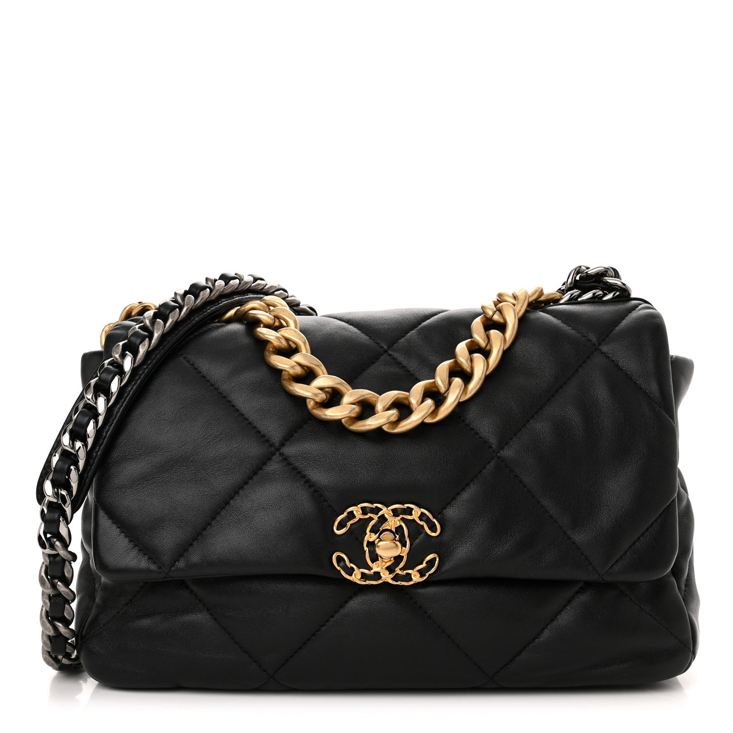 Lambskin Quilted Large Chanel 19 Flap Black
