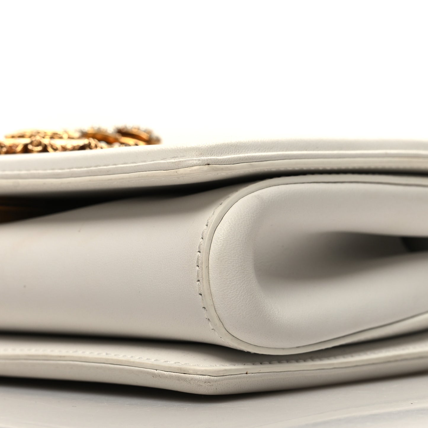 DOLCE & GABBANA Calfskin Medium Devotion Crossbody Bag White