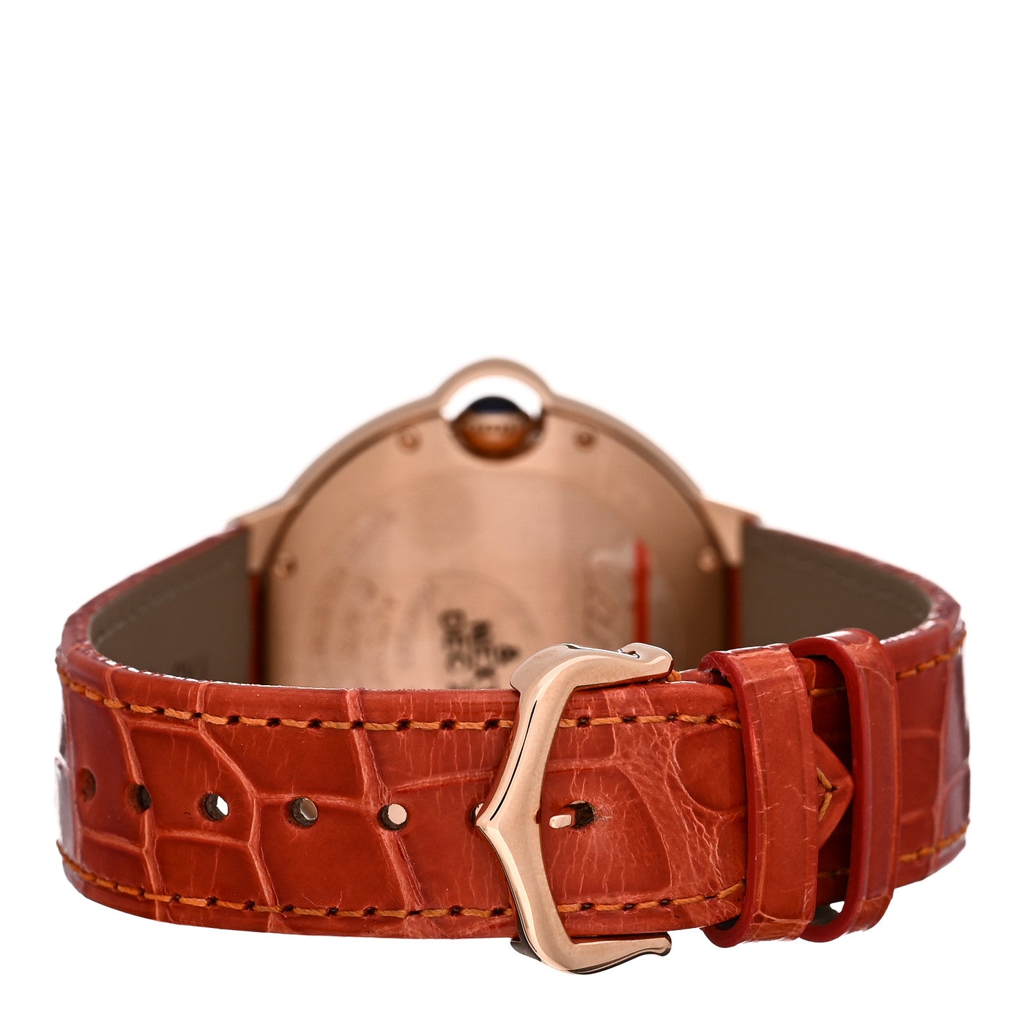 Cartier 18K Pink Gold Alligator 36mm Ballon Bleu De Cartier Automatic Watch Orange 3 of 5