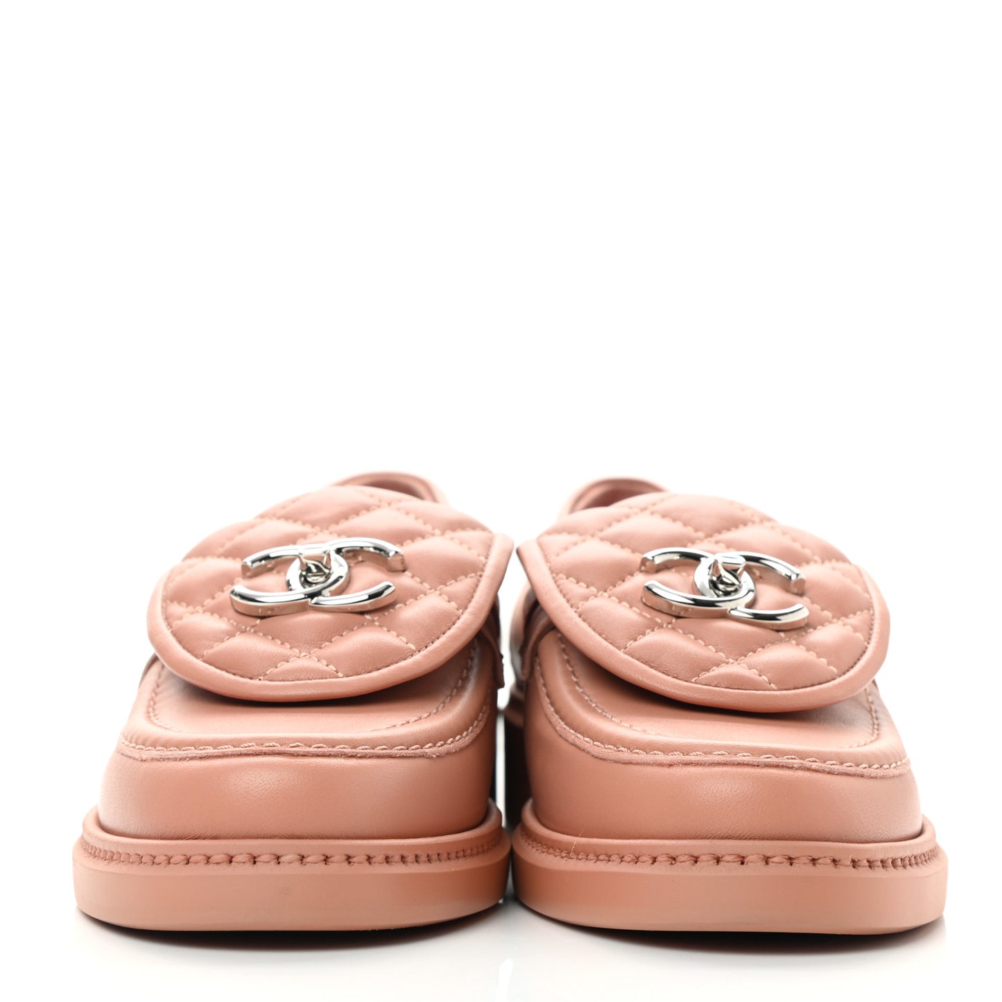 Lambskin Quilted CC Turnlock Loafers 36 Dark Pink