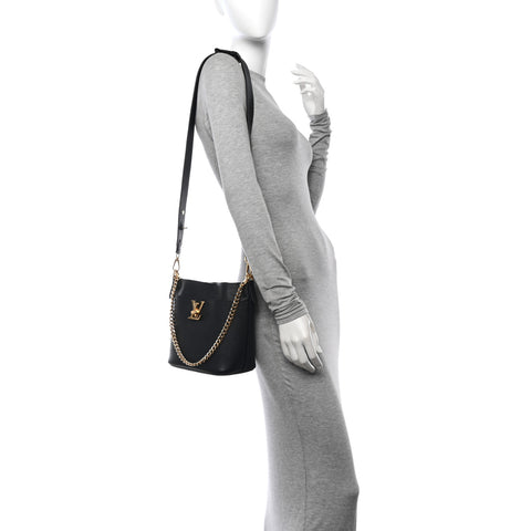 Calfskin Lock and Walk Bucket Black