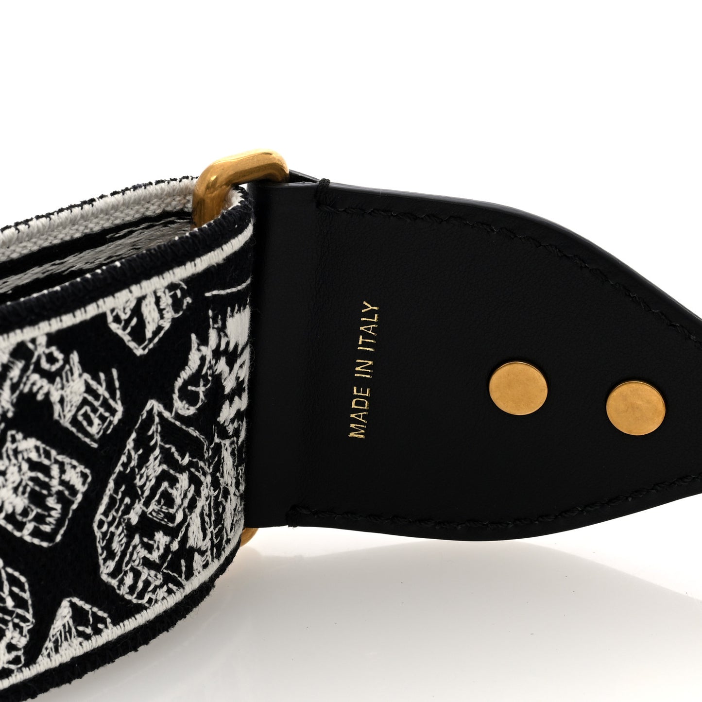 Canvas Embroidered Plan de Paris Shoulder Strap Black White