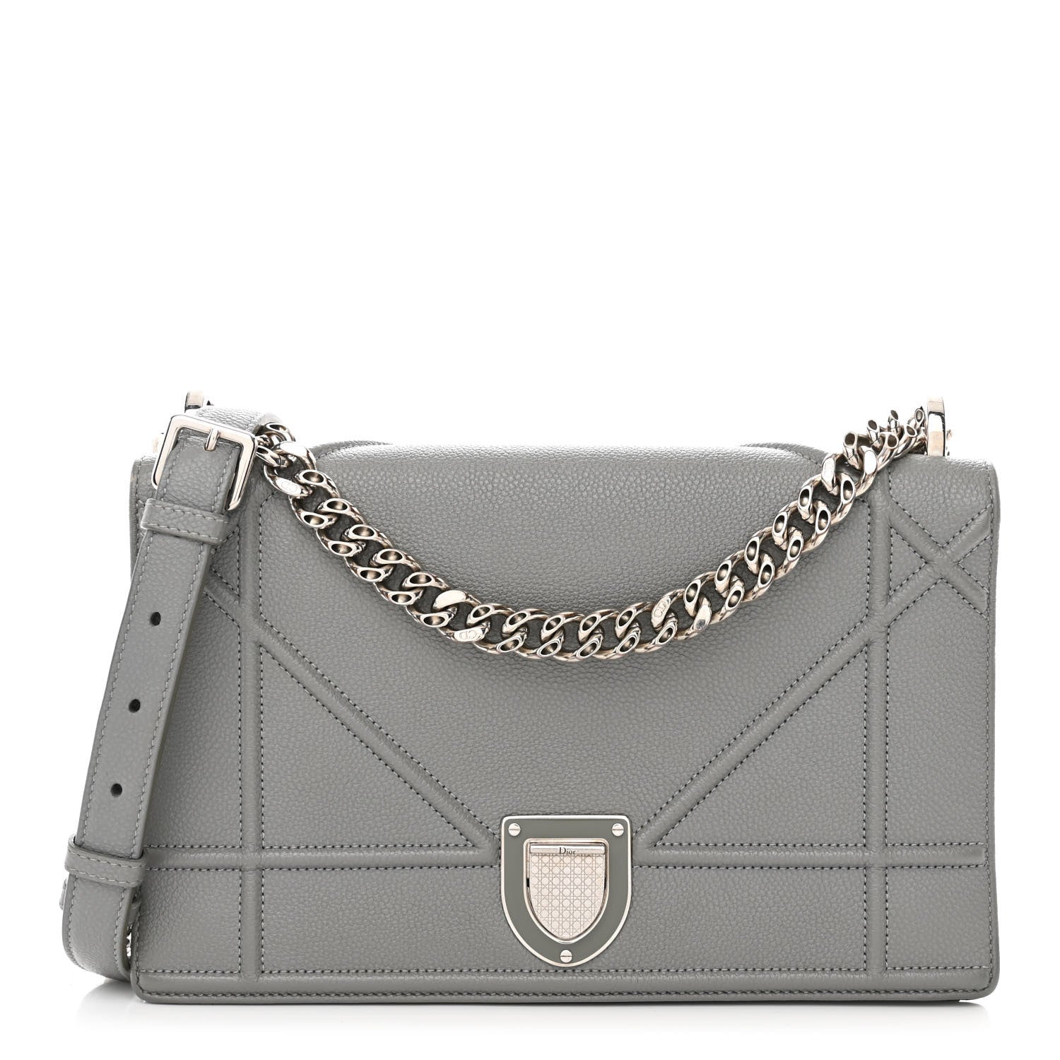 Christian Dior Grained Calfskin Medium Diorama Flap Bag Gris 1 of 10