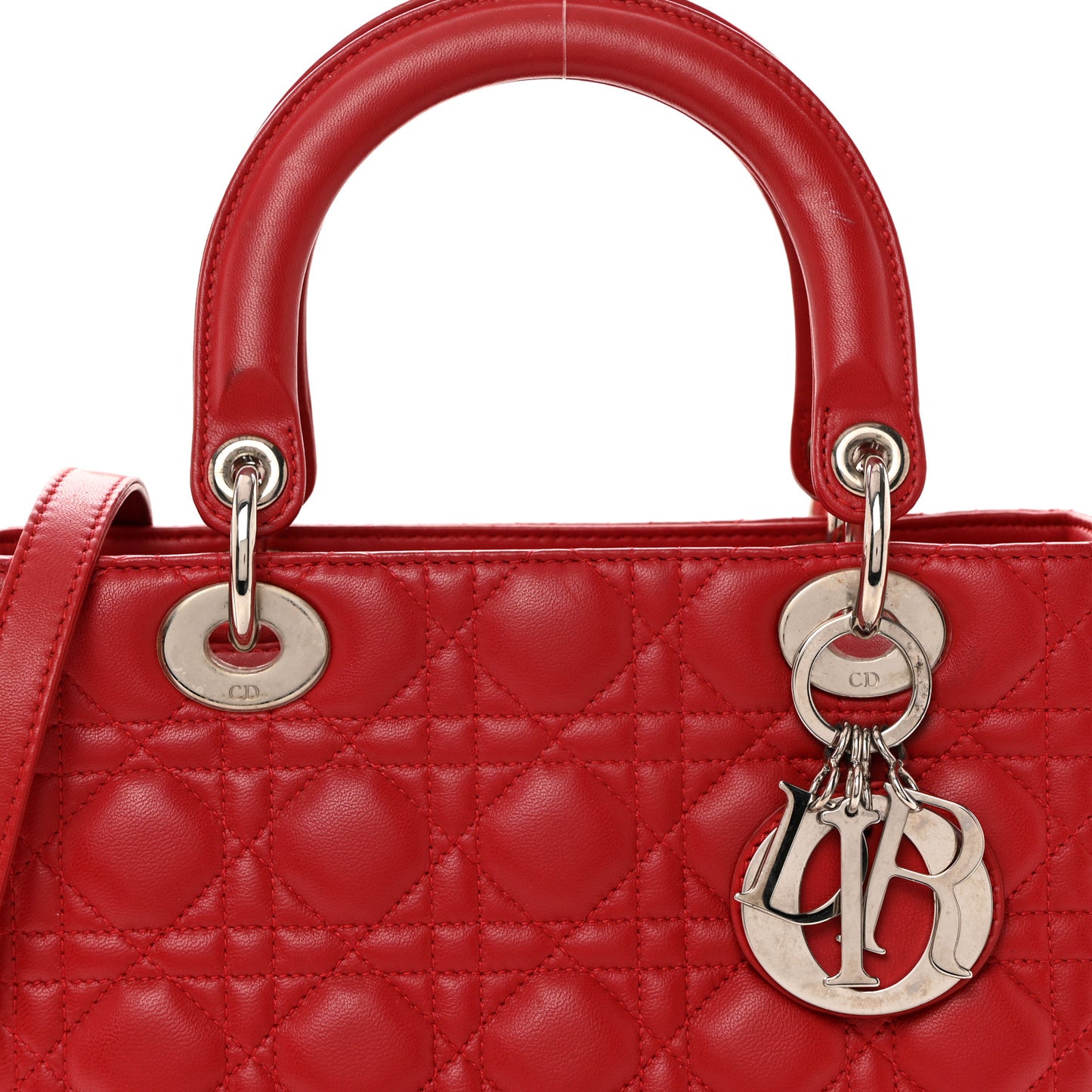 Lambskin Cannage Medium Lady Dior Red