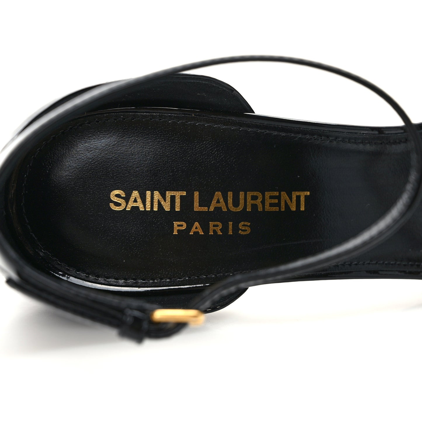 Patent Calfskin Amber 105 Ankle Strap Sandals 39 Black