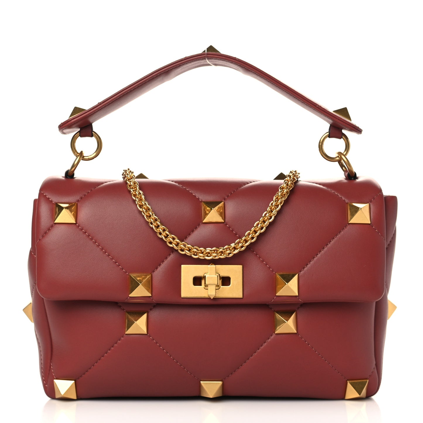 Nappa Large Roman Stud Shoulder Bag Gingerbread