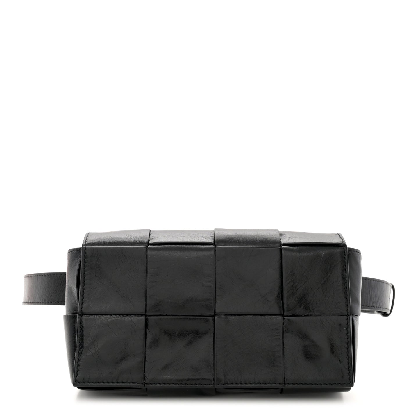 Paper Calfskin Maxi Intreccio The Belt Cassette Bag Black