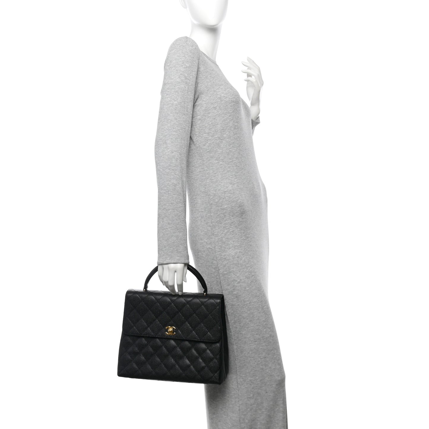 Caviar Quilted Jumbo Kelly Flap Black