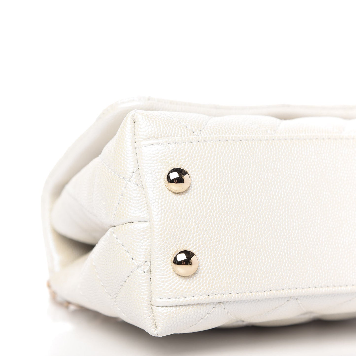 Iridescent Caviar Quilted Extra Mini Coco Handle Flap Ivory