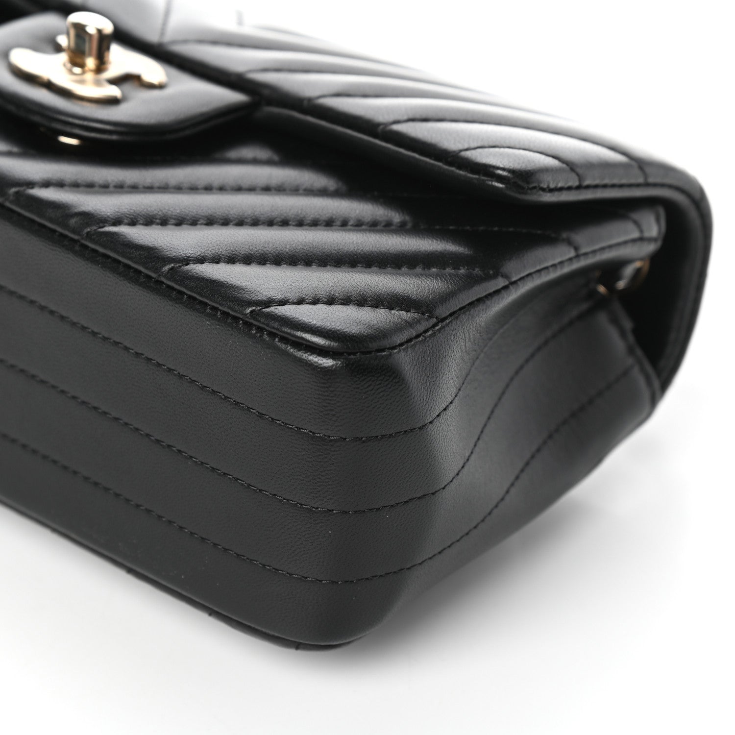 Chanel Lambskin Chevron Quilted Mini Rectangular Flap Black 9 of 9