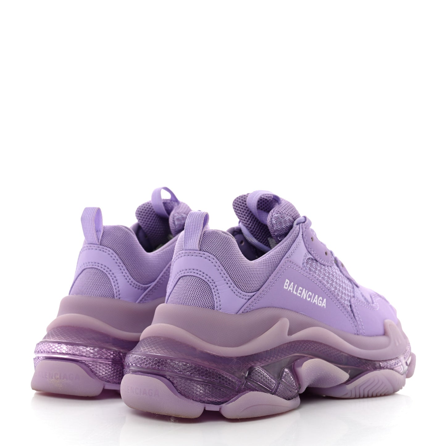 Fabric Mesh Clear Sole Womens Triple S Sneakers 38 Light Lilac White