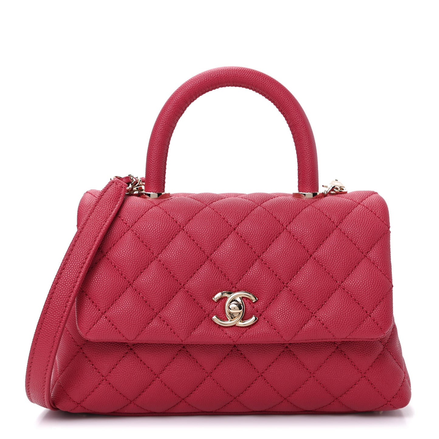 Caviar Quilted Mini Coco Handle Flap Fuchsia
