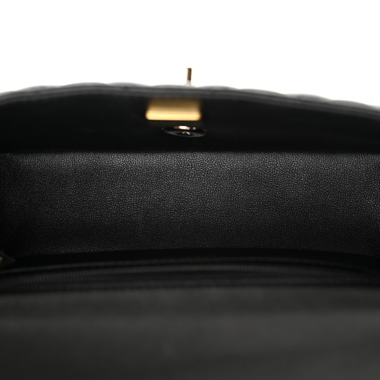 Lambskin Quilted Mini Top Handle Rectangular Flap Black