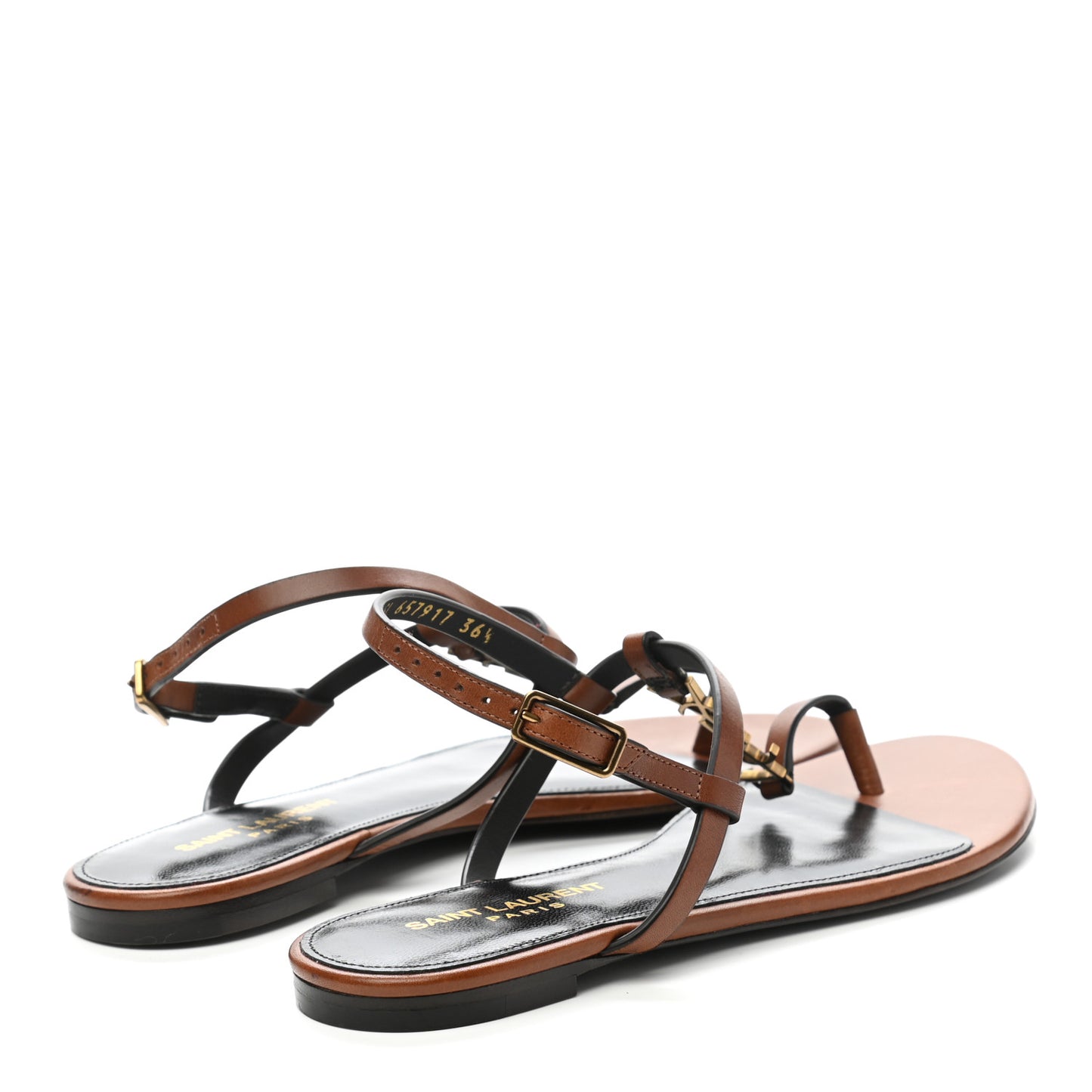 Calfskin Cassandra Monogram Sandals 36.5 Brown