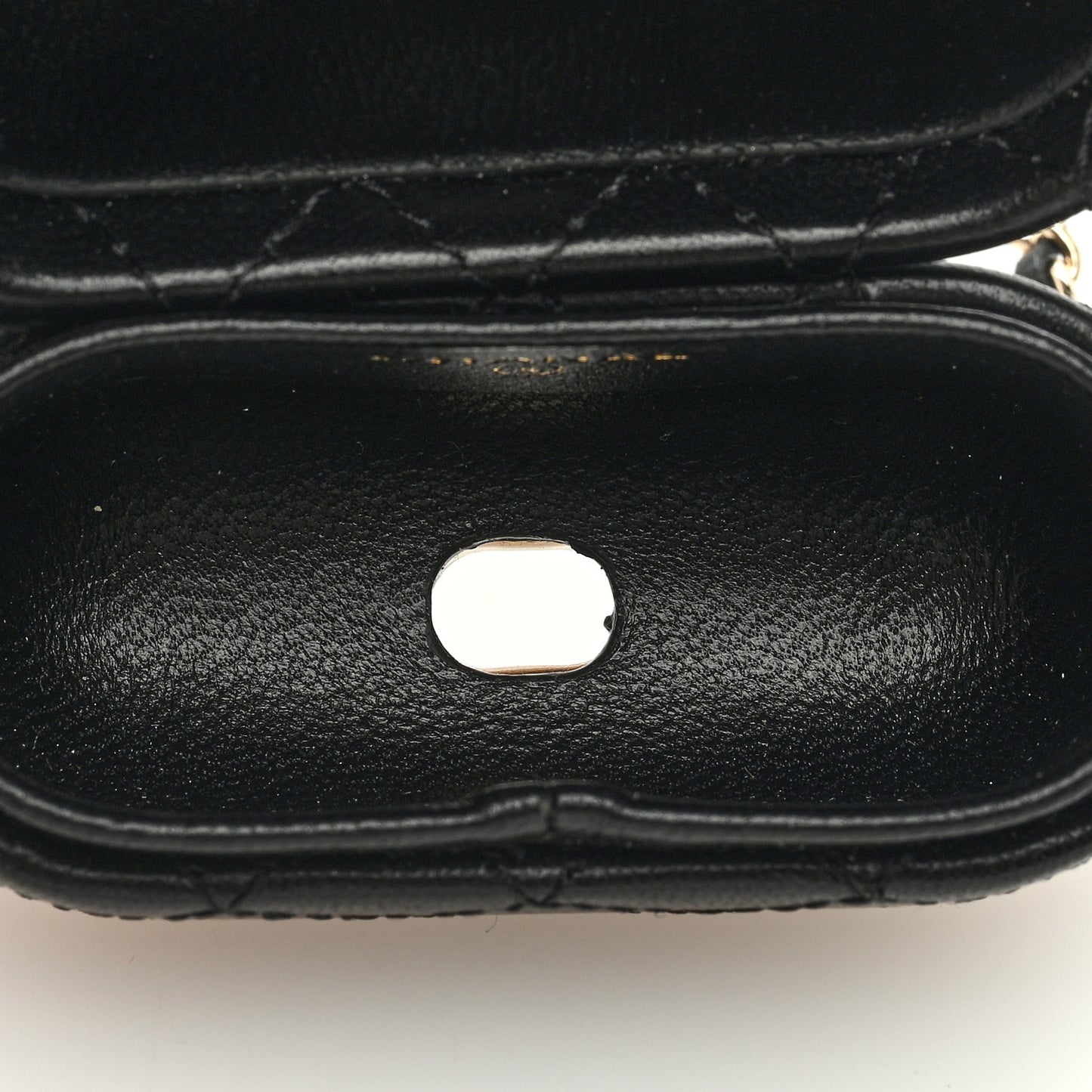 Lambskin Quilted Chain Around Airpods Pro Case With Chain Black