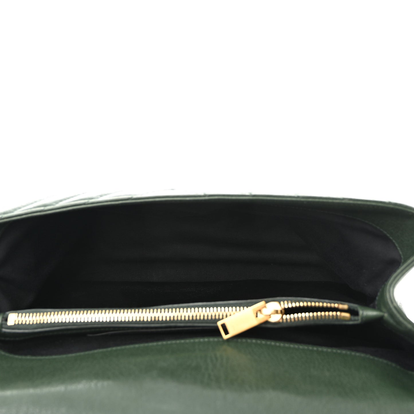 Sheepskin Matelasse Chevron Monogram Large College Satchel Dark Green