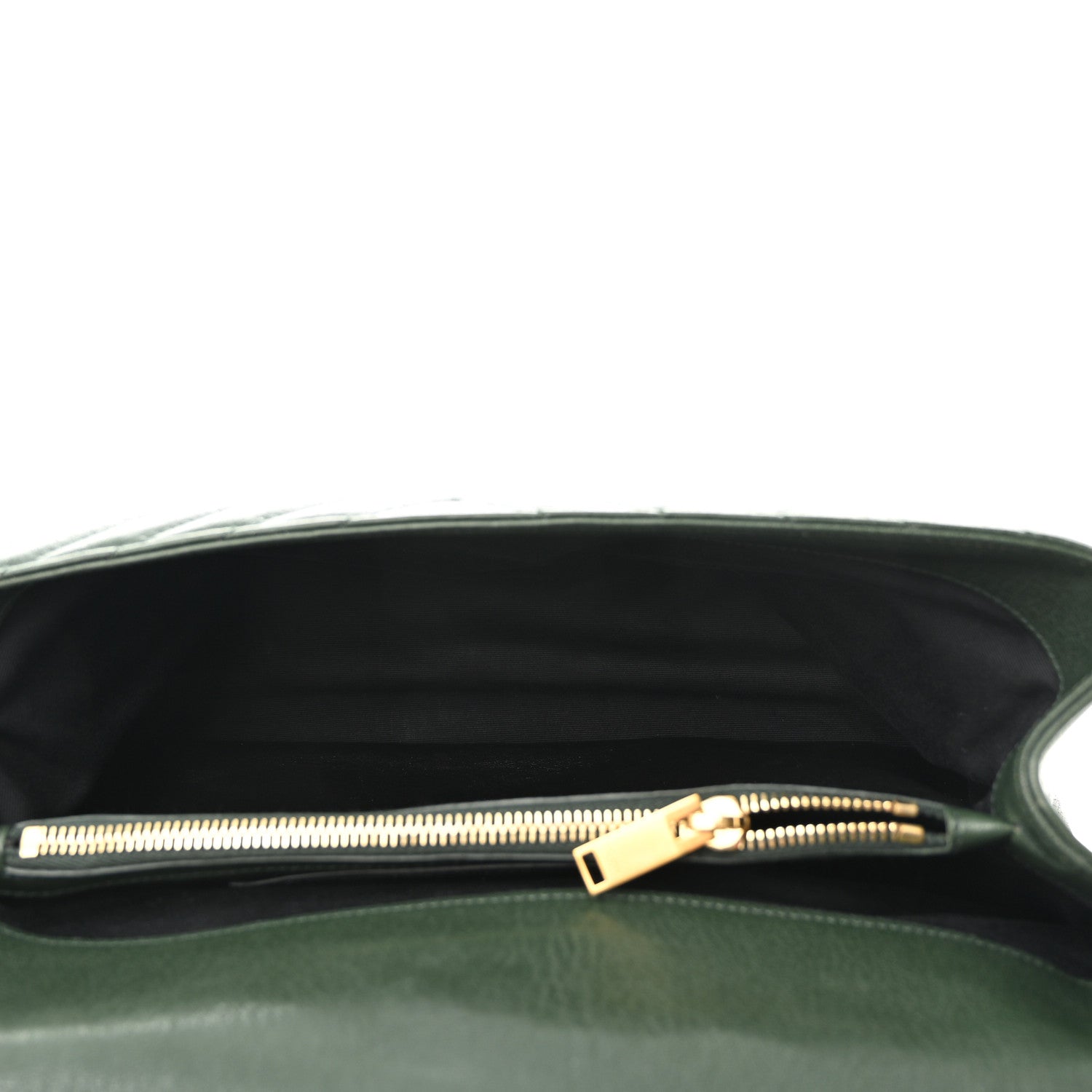 Saint Laurent Sheepskin Matelasse Chevron Monogram Large College Satchel Dark Green 5 of 10