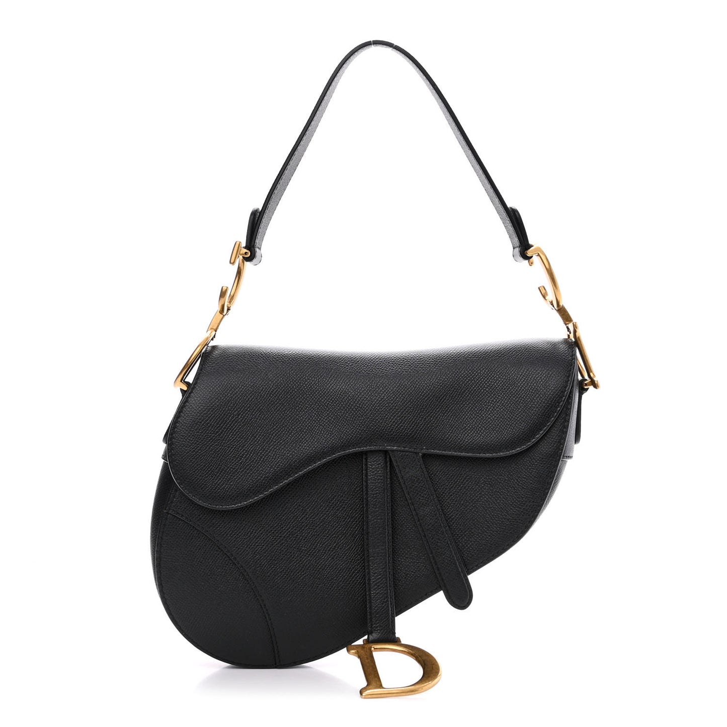 Grained Calfskin Saddle Bag Black