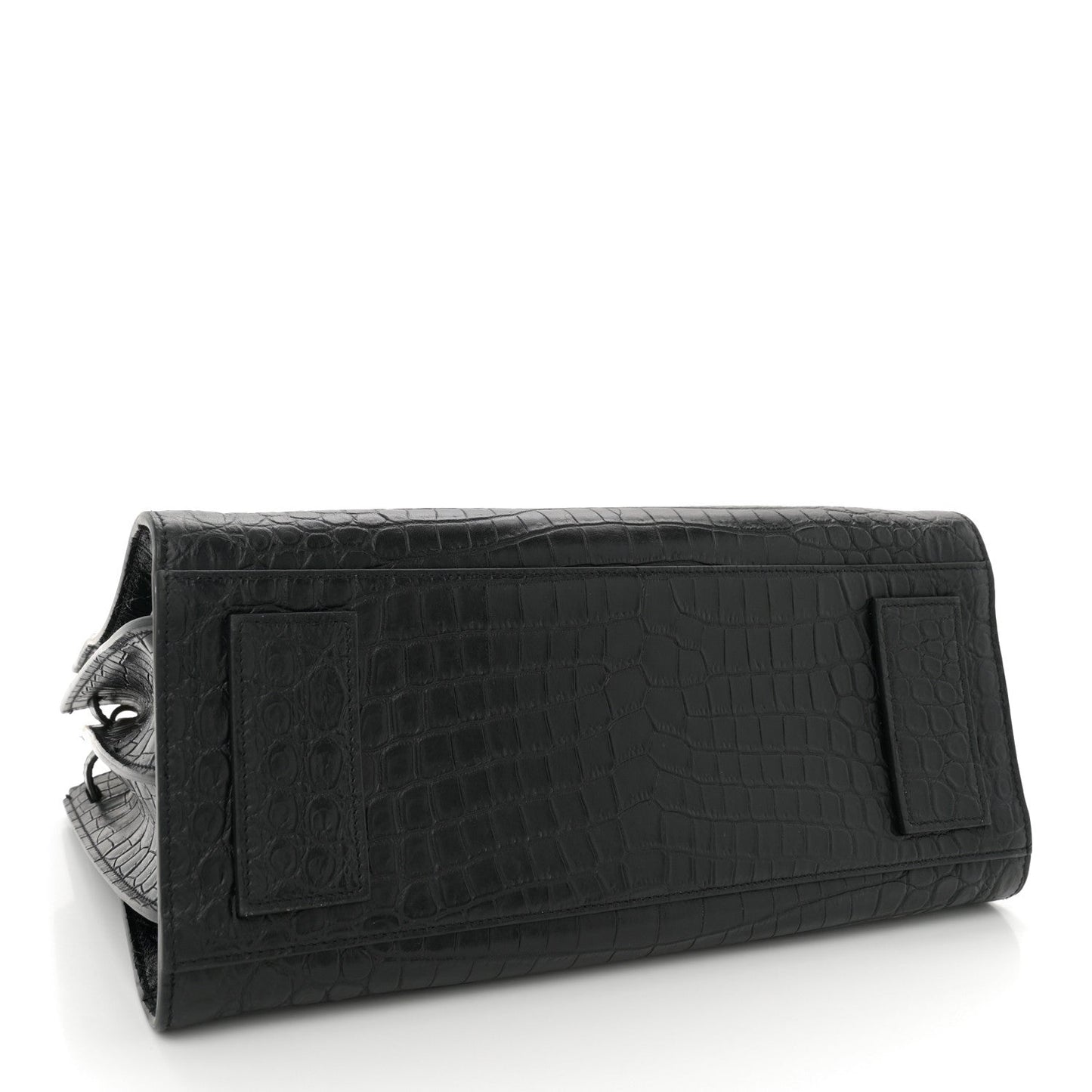 Calfskin Crocodile Embossed Small Supple Sac de Jour Black