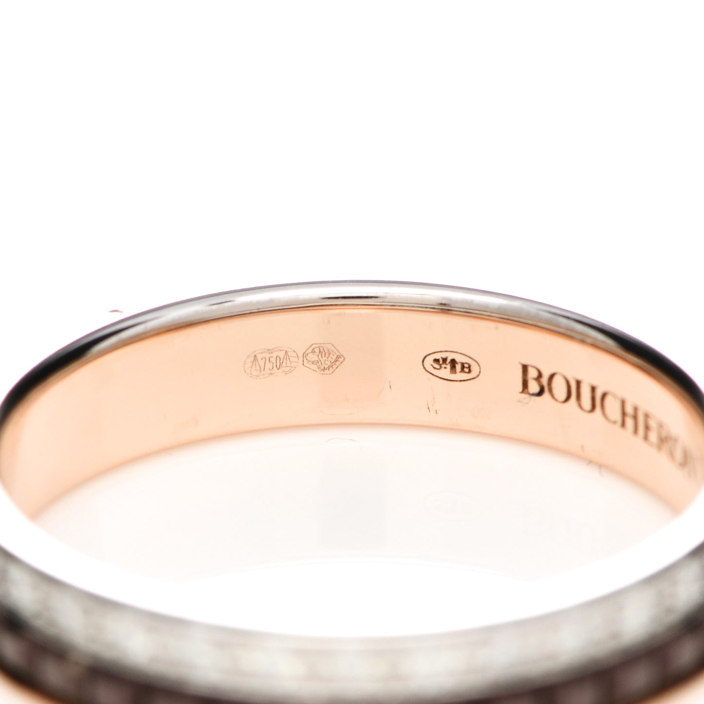 18K Pink White Gold PVD Diamond Quatre Classique Wedding Band Ring 51 5.75