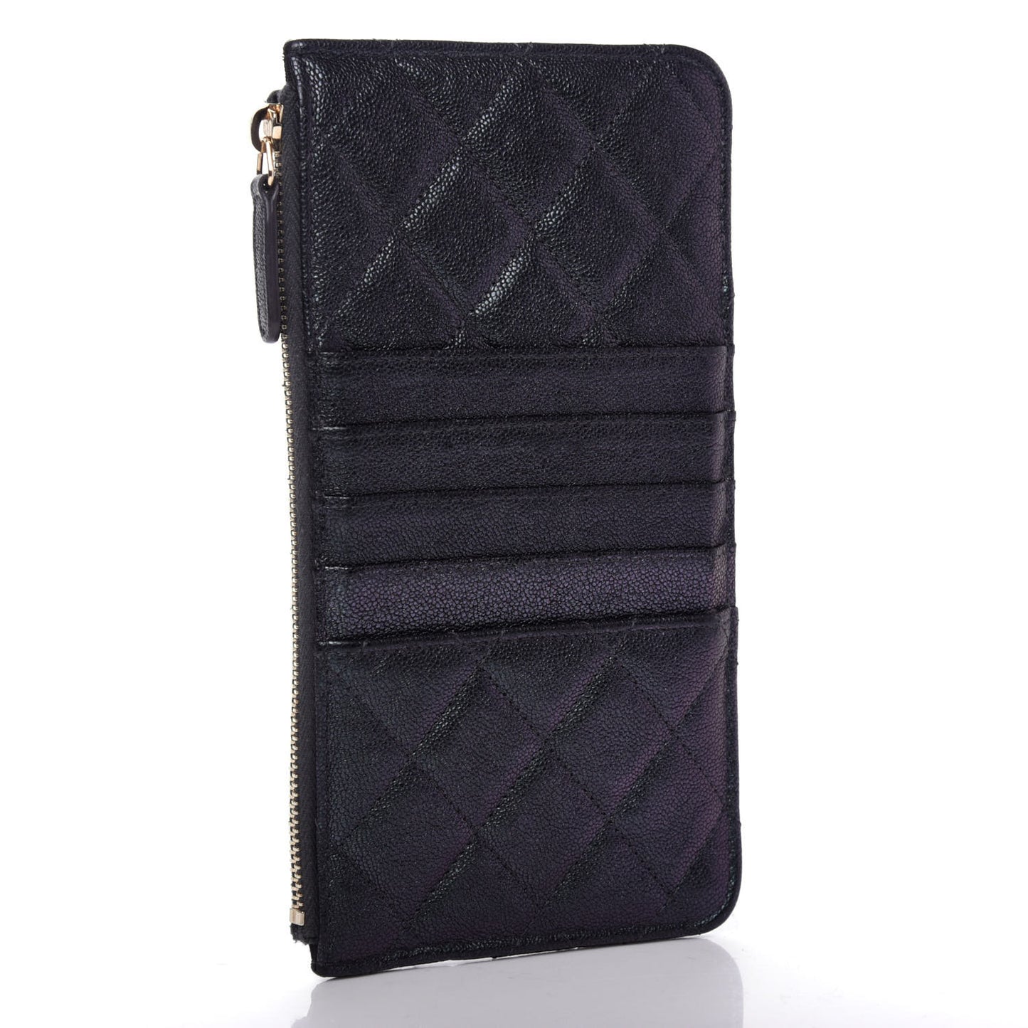 Iridescent Caviar Quilted Classic iPhone Pouch Black
