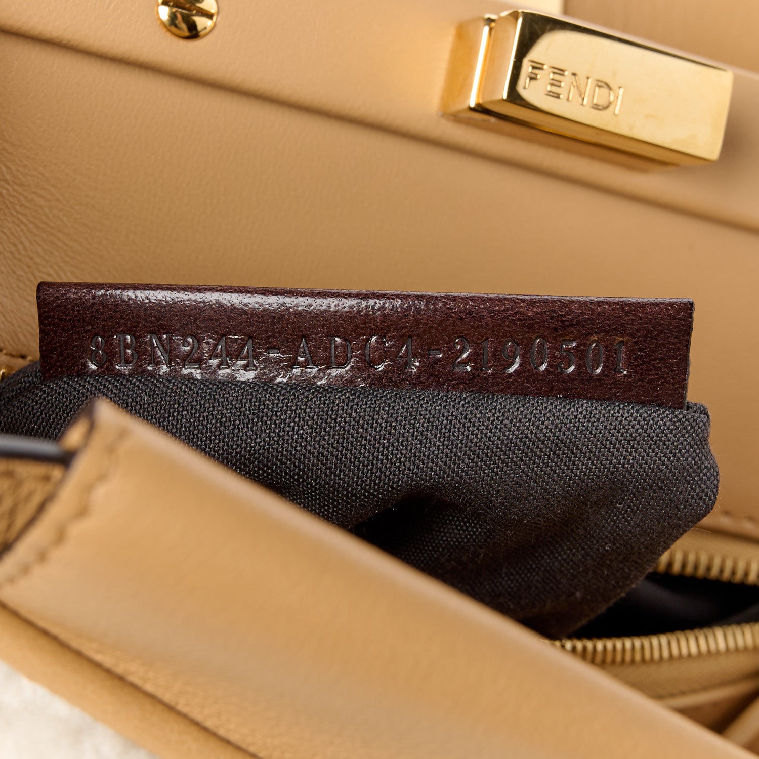 Fendi Shearling Nappa Macro FF 1974 Mini Peekaboo Iconic Satchel White Ice Cuoio Miele Scuro 8 of 12
