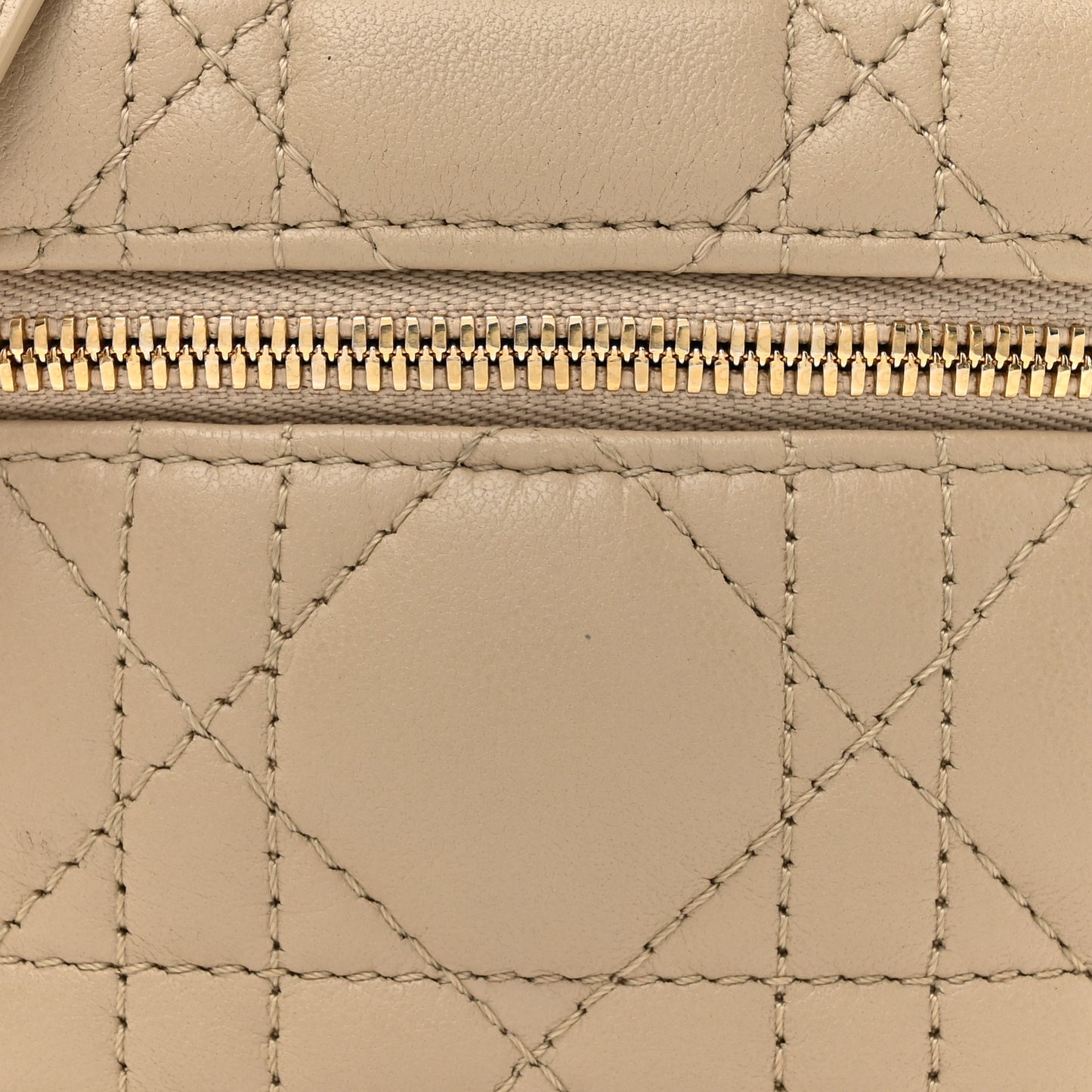 Lambskin Cannage Micro Lady Dior Vanity Case Beige
