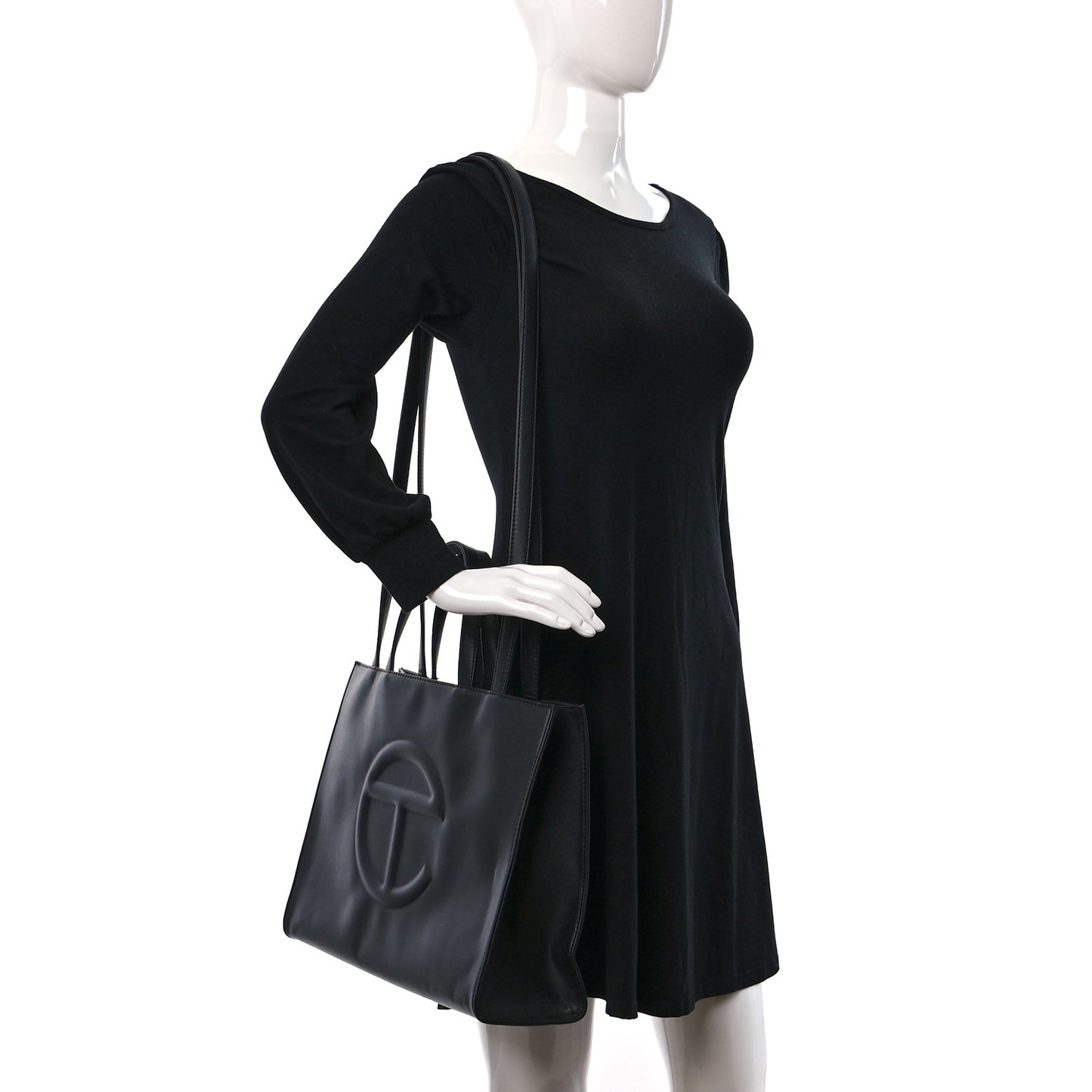 Vegan Leather Medium Shopping Bag Black
