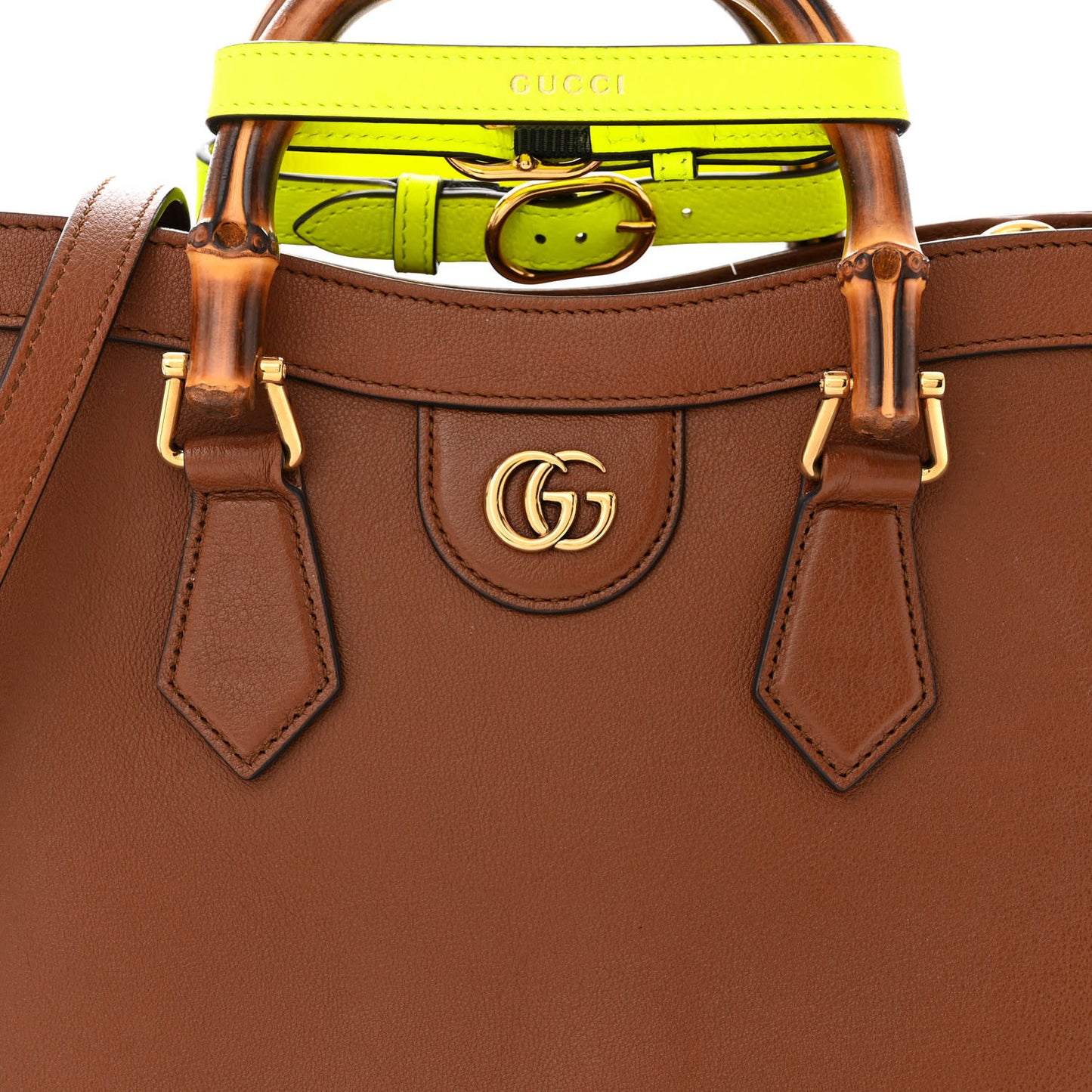 Wonka Grain Calfskin Small Diana Tote Bag Cuir Yellow Fluo