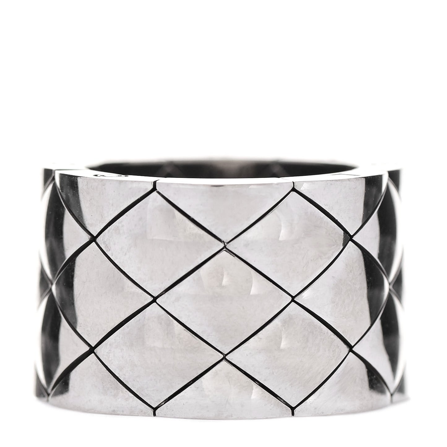 18K White Gold Large Matelasse Ring 50 5.25