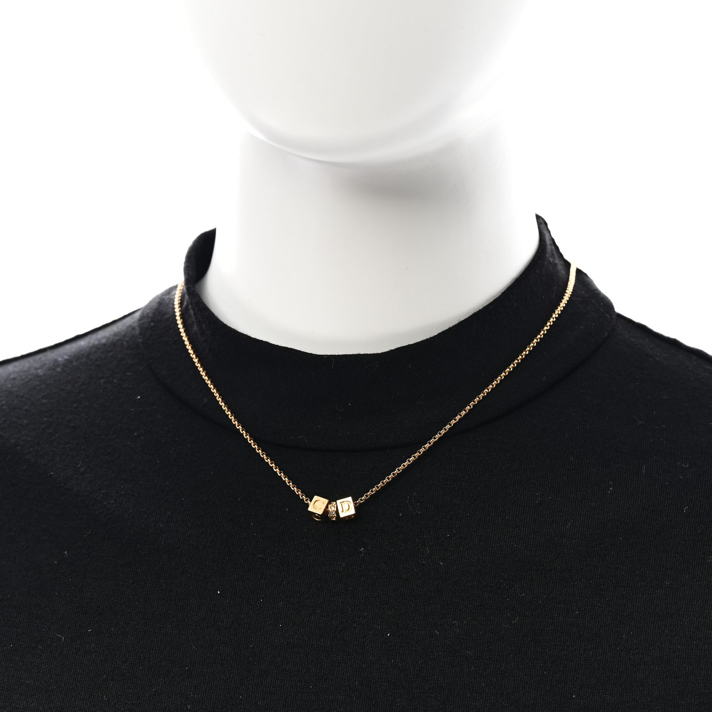 Crystal CD Cube Pendant Necklace Gold