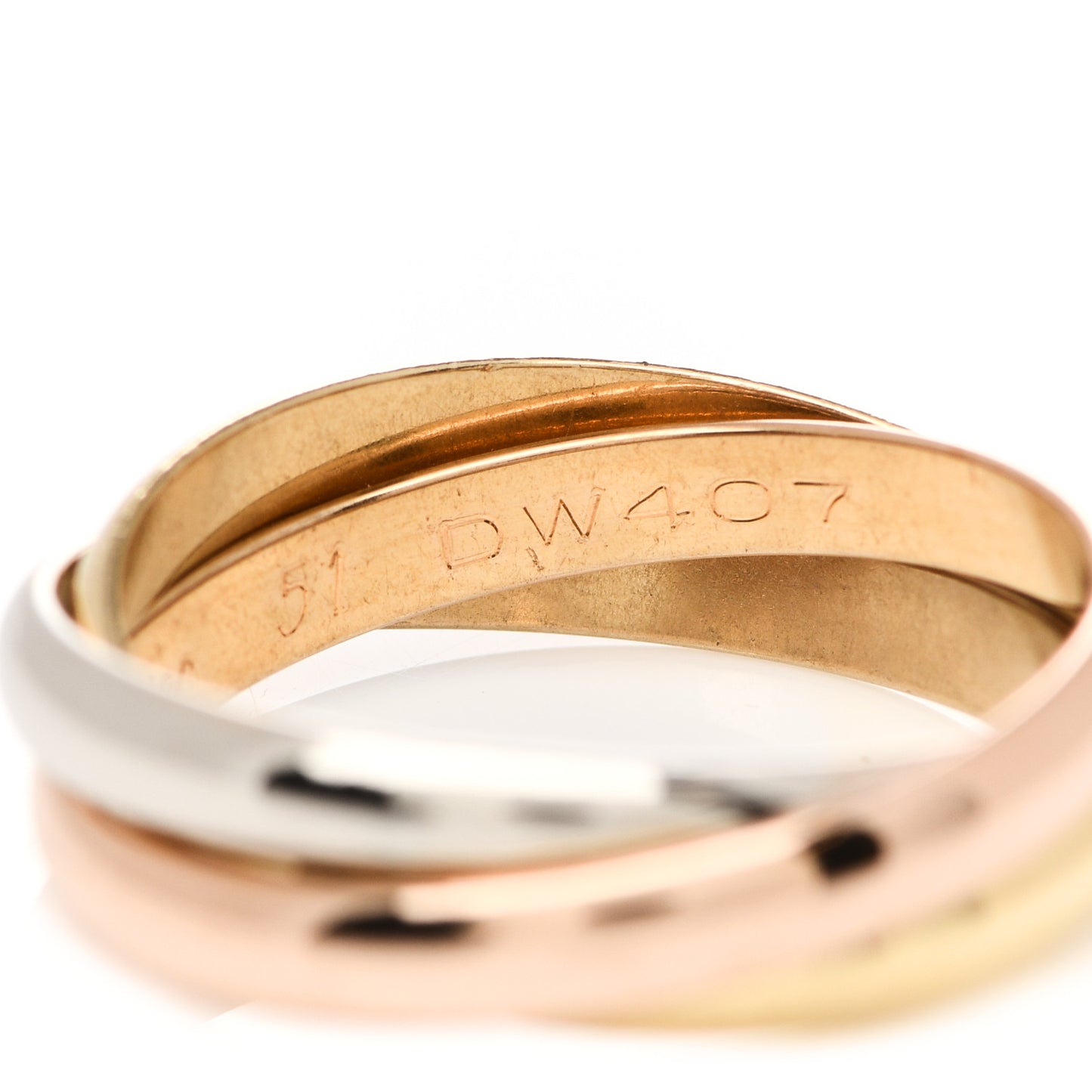 18K Pink Yellow White Gold Small Trinity Ring 51 5.75