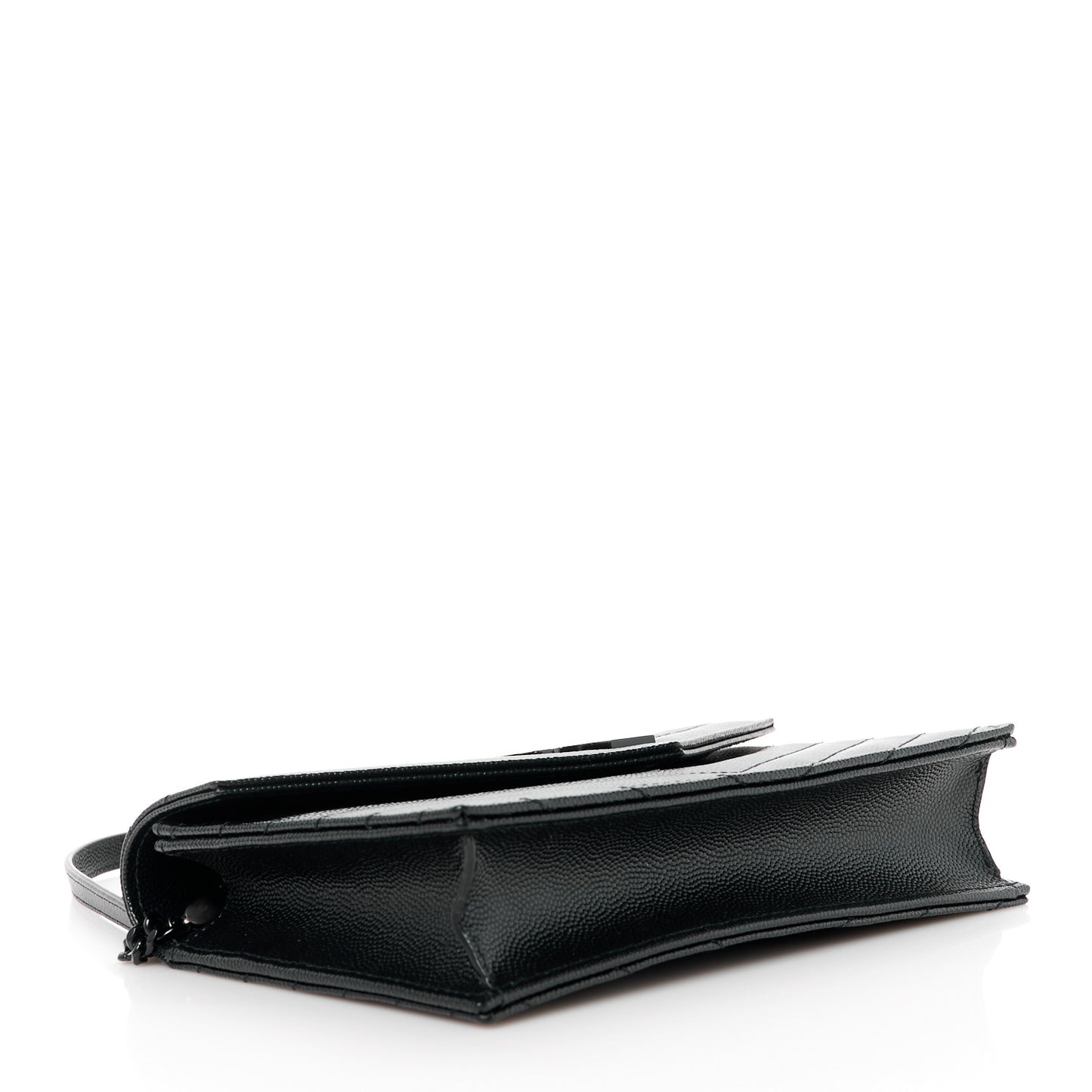 Grain De Poudre Matelasse Chevron Monogram Monochrome Envelope Chain Wallet Black