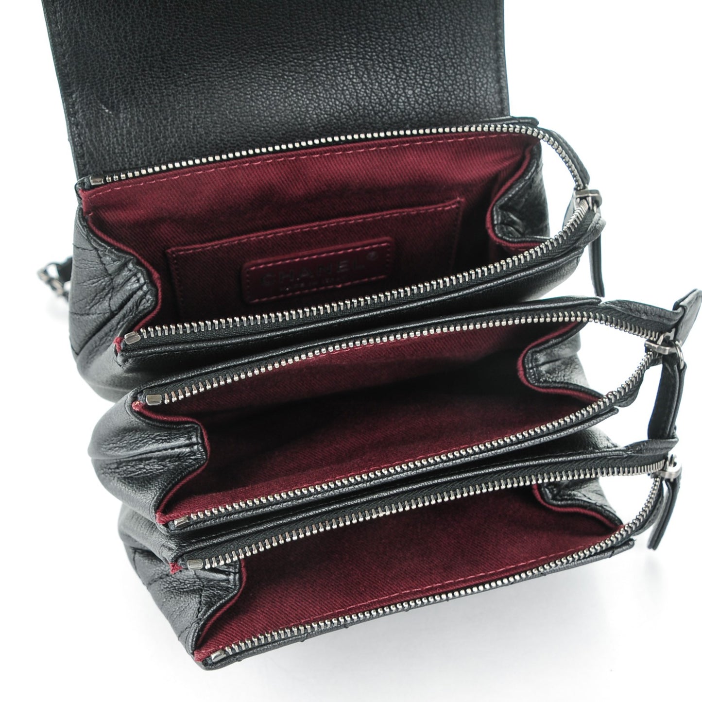 Goatskin Quilted CC Waiter Crossbody Black