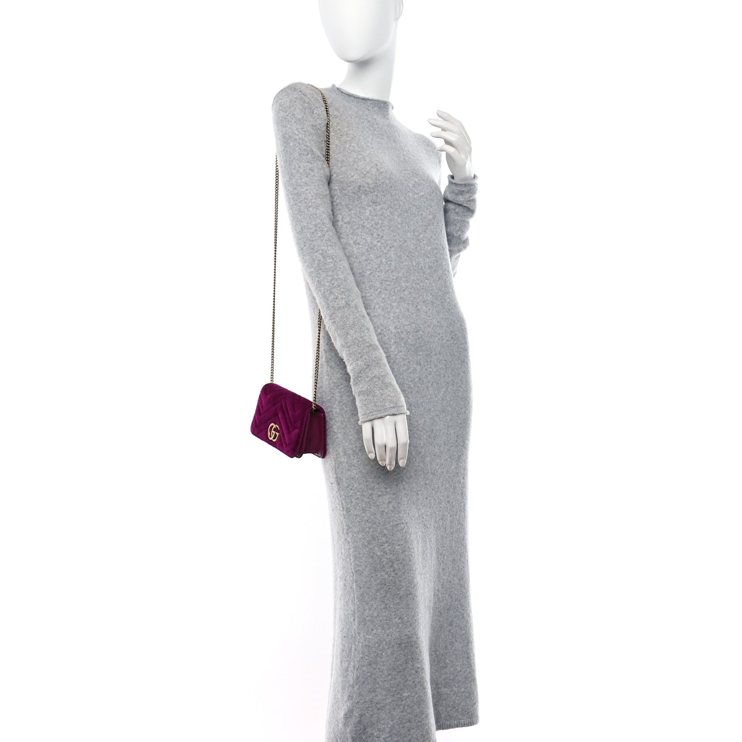 Velvet Matelasse GG Marmont Mini Bag Fuchsia Violet Cyclamen