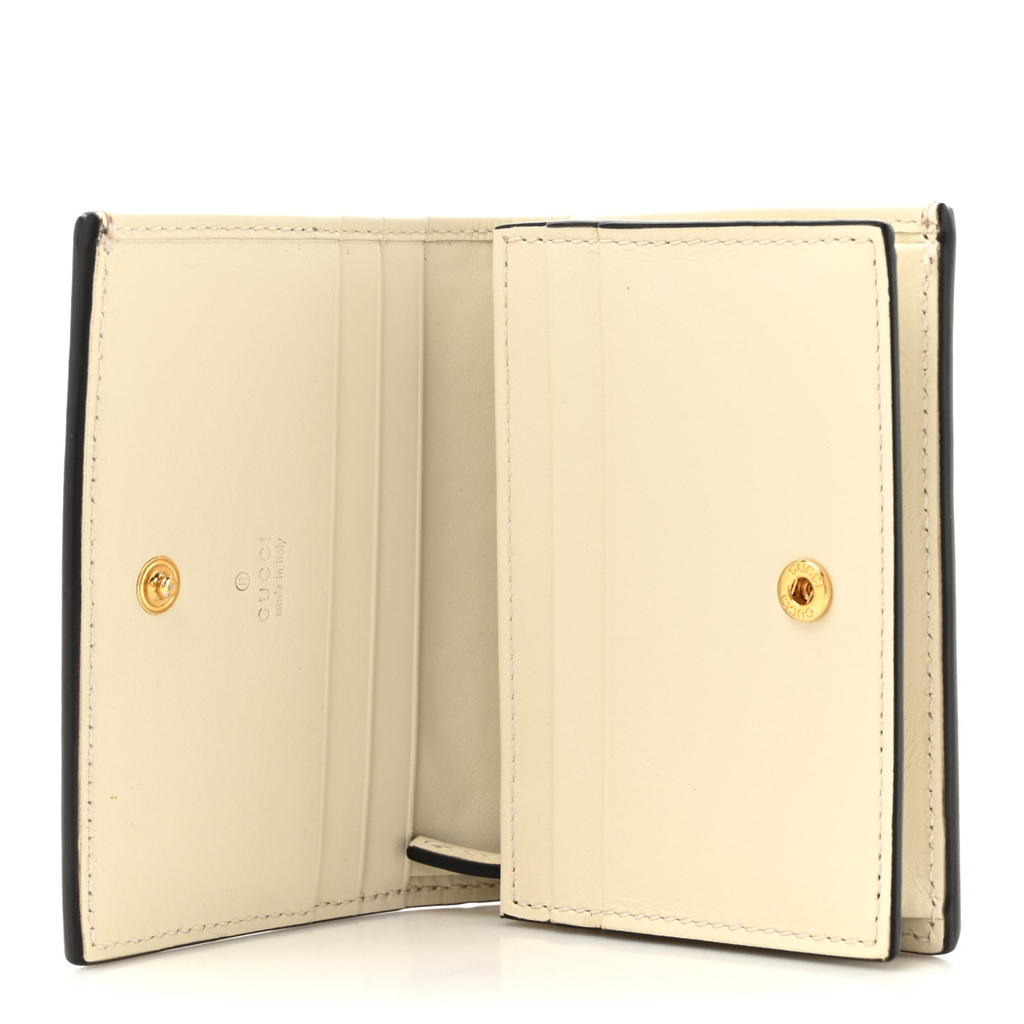 GG Supreme Monogram Les Pommes Card Case Wallet Beige Multicolor Mystic White
