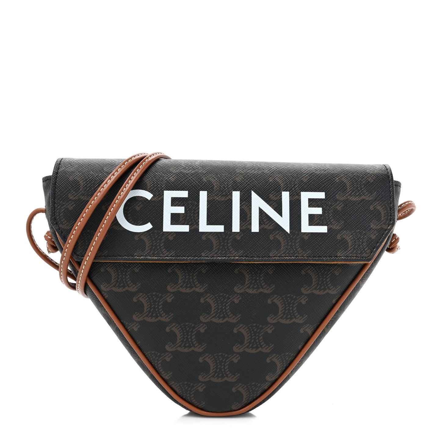 Triomphe Canvas Triangle Crossbody Bag Tan