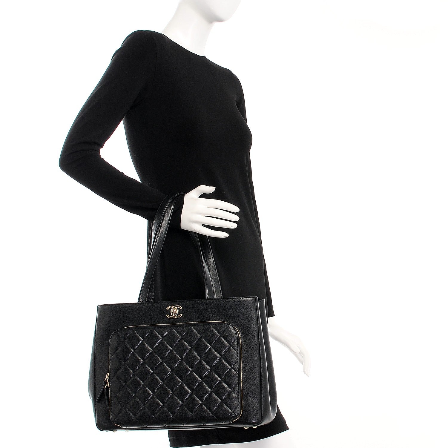 Chanel Caviar Quilted Large Business Affinity Shopping Bag Black 2 of 8