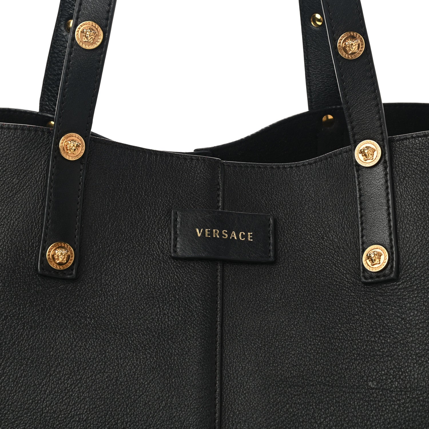 Versace Calfskin Palazzo Tote Black 7 of 13