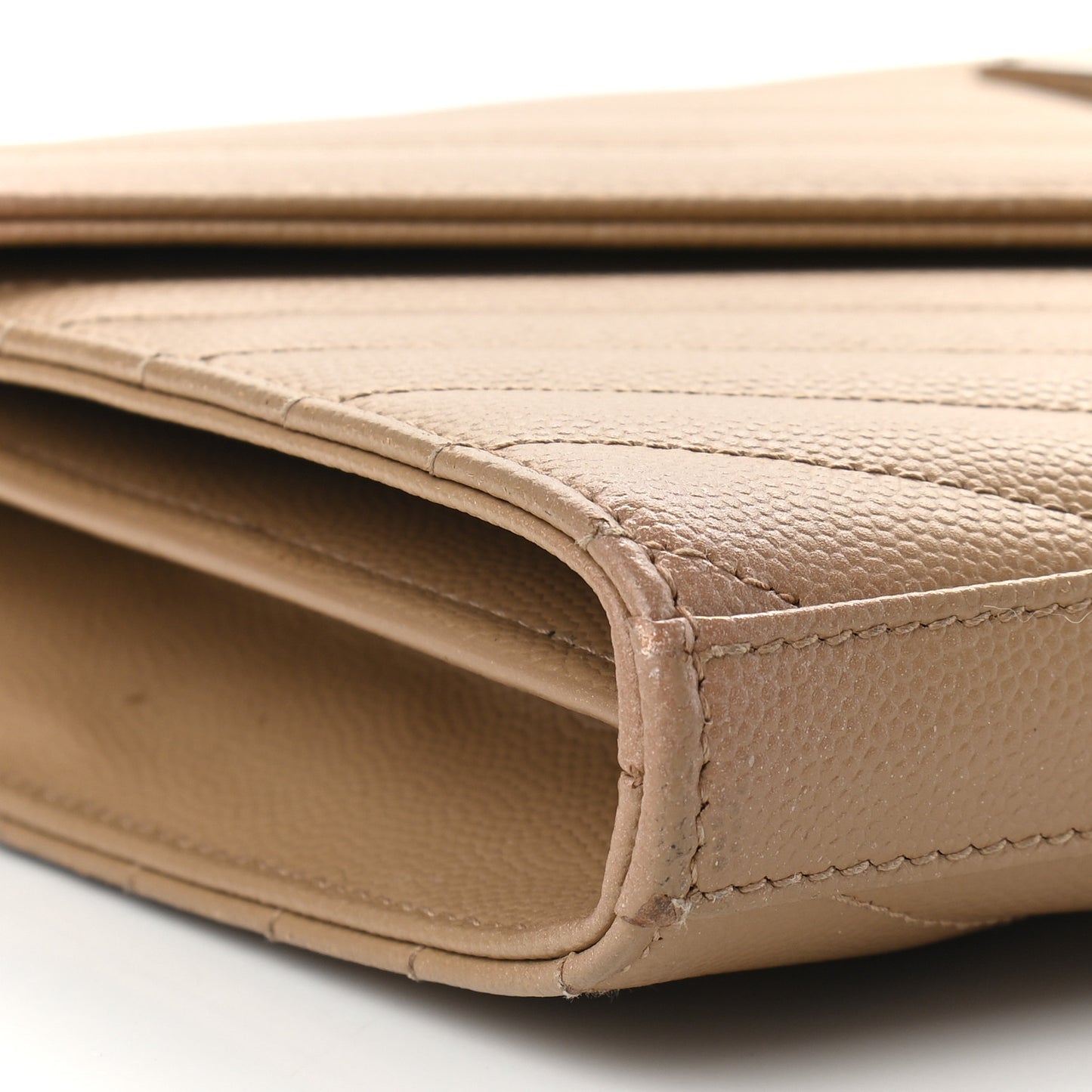 Grain De Poudre Matelasse Chevron Monogram Chain Wallet Nude Powder