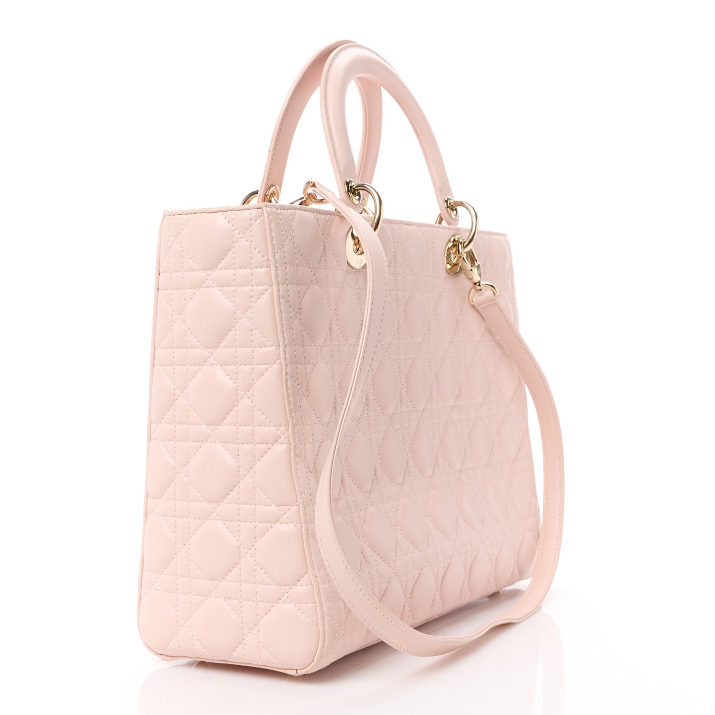 CHRISTIAN DIOR Lambskin Cannage Large Lady Dior Light Pink