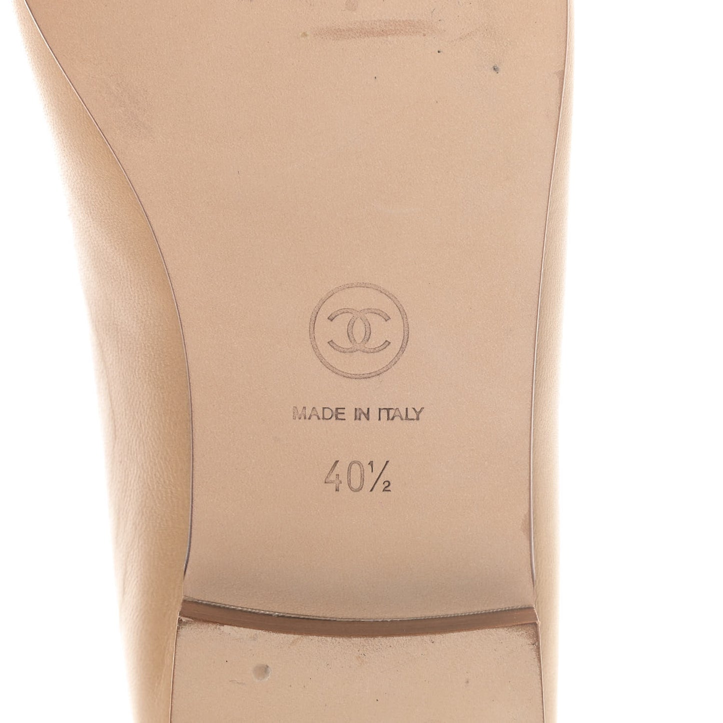 Lambskin CC Cap Toe Ballerina Flats 40.5 Beige