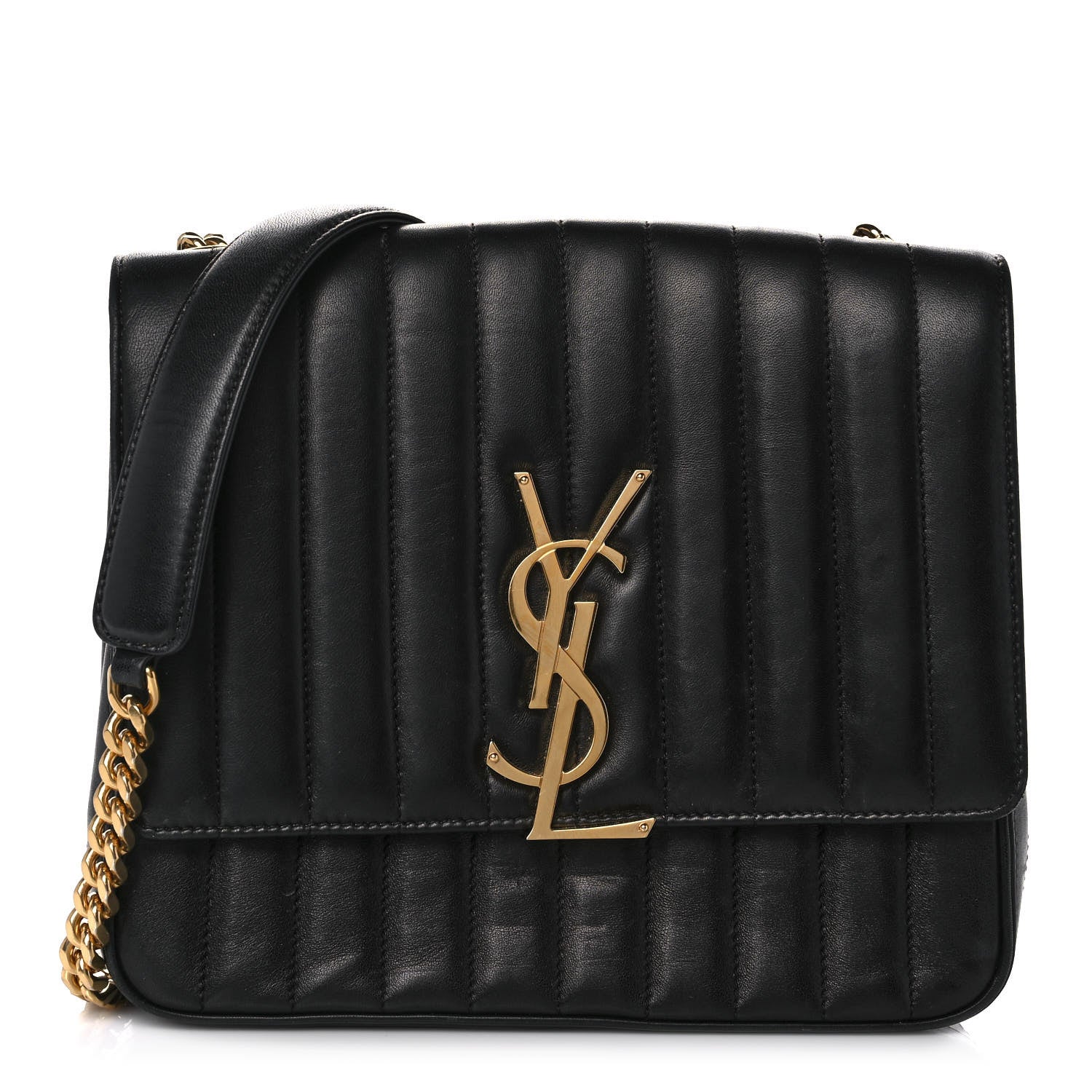 Saint Laurent Lambskin Matelasse Monogram Large Vicky Chain Bag Black 1 of 14