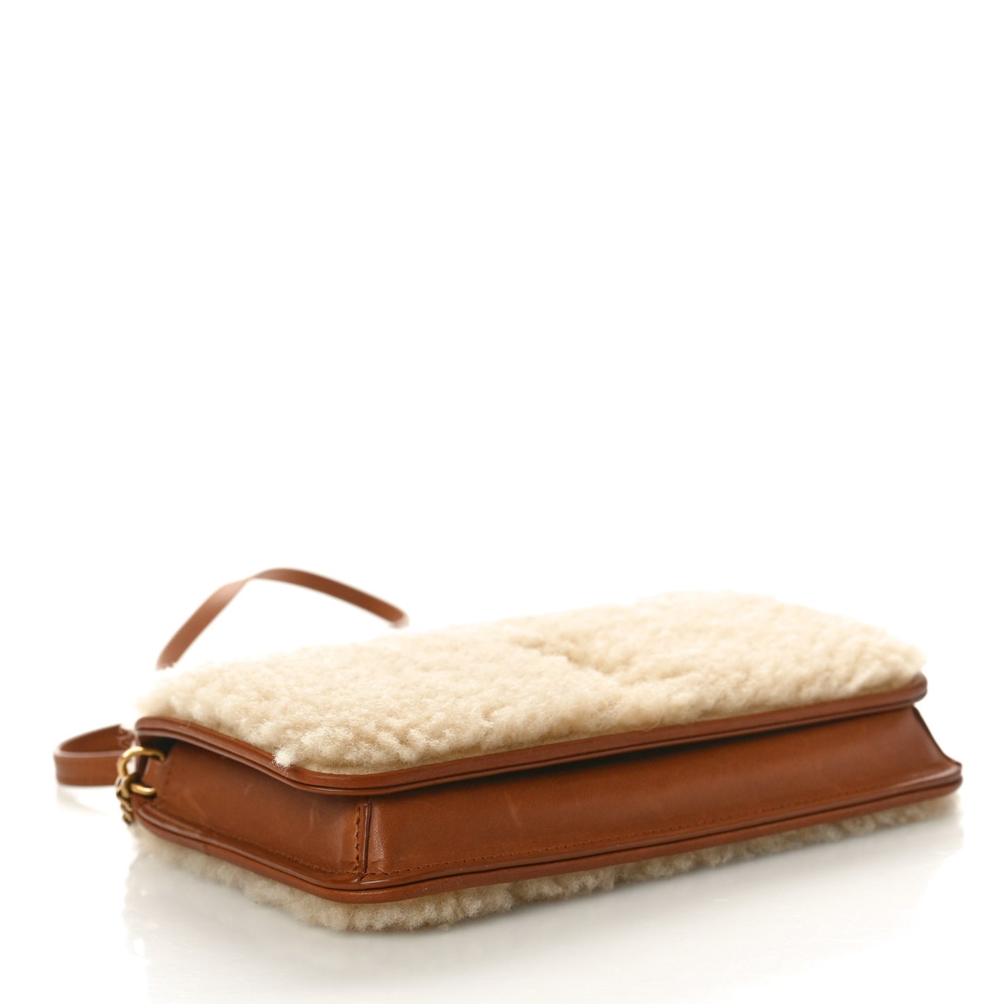 Shearling Monogram Phone Holder Crossbody Brown