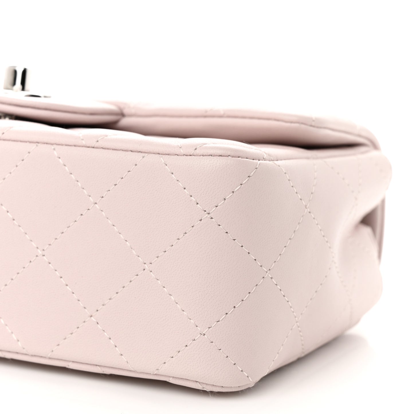 Lambskin Quilted Mini Rectangular Flap Light Purple