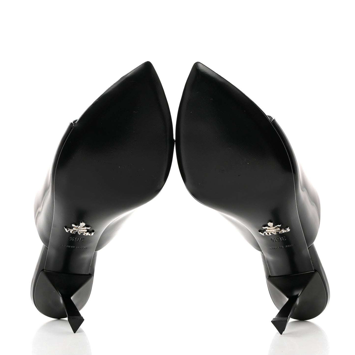Spazzolato Metal Triangle Logo 75mm Slide Sandals 36.5 Black