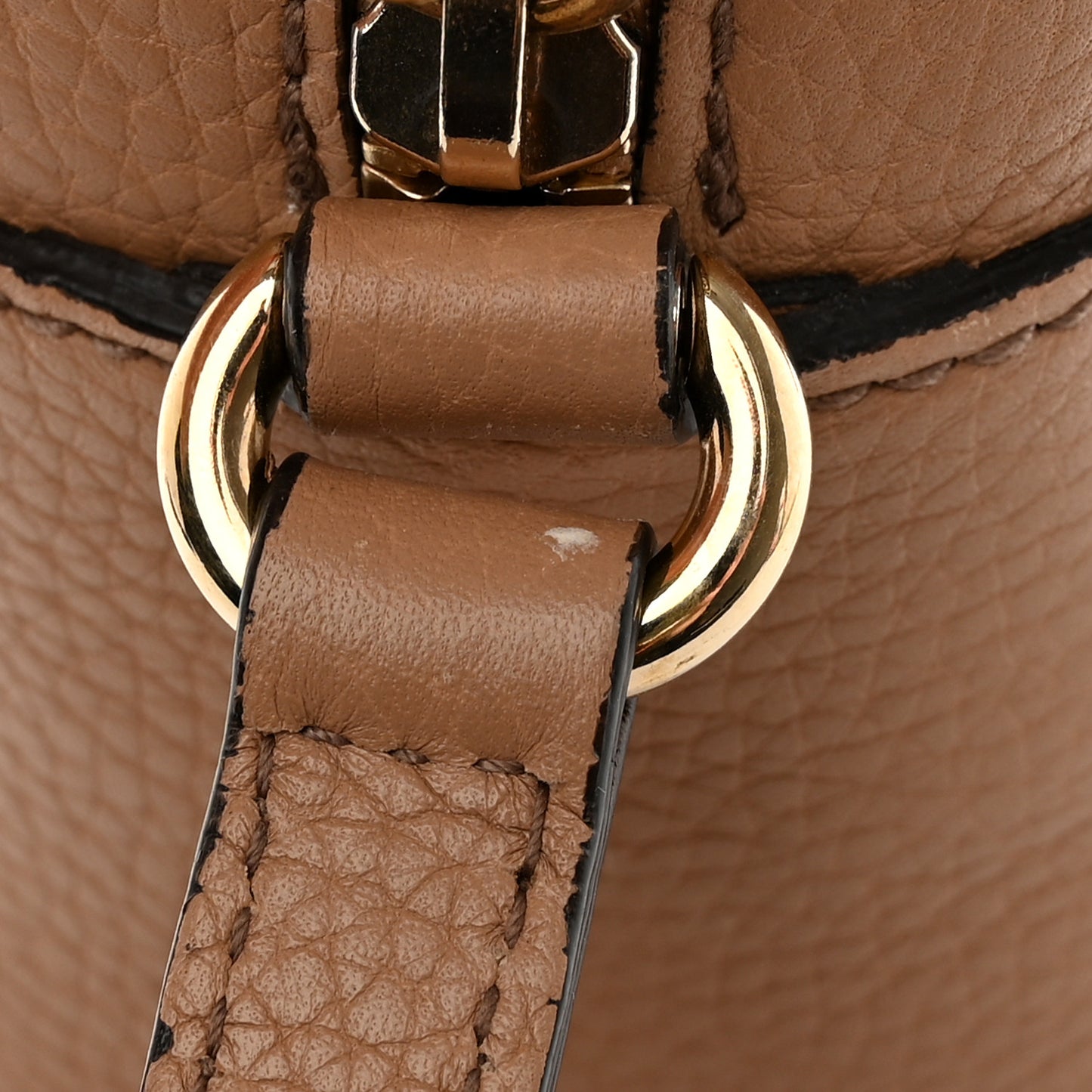 Pebbled Calfskin Small Soho Disco Bag Camelia