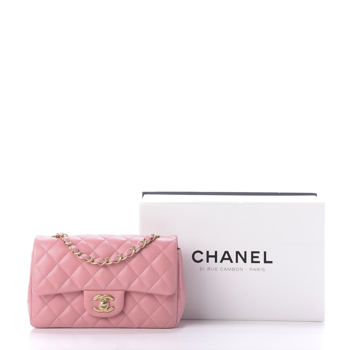 Lambskin Quilted Mini Rectangular Flap Pink