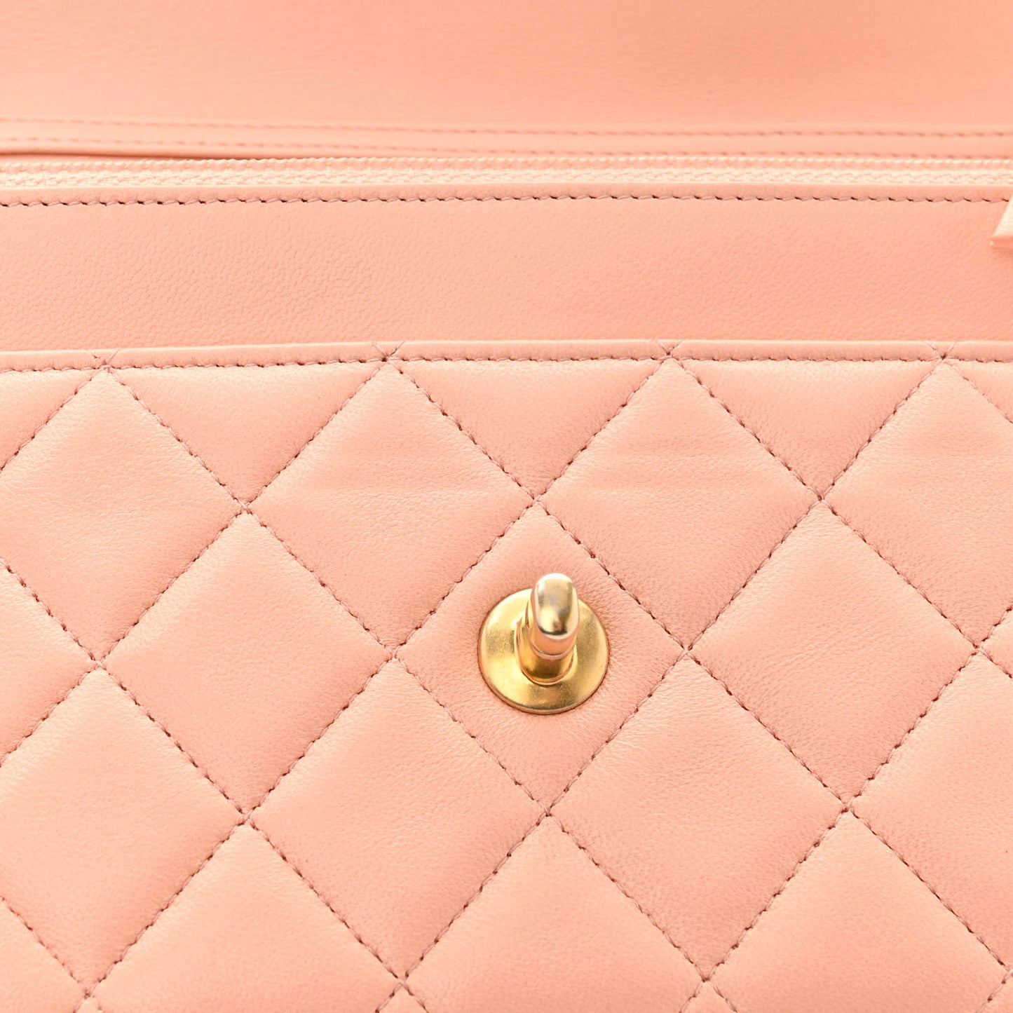 Lambskin Quilted Pearl Crush Wallet on Chain WOC Light Orange