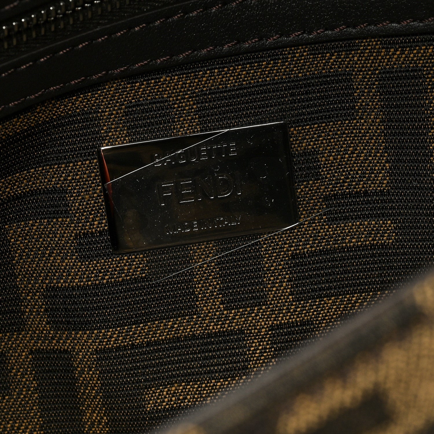 Fendi Fabric Jacquard FF 1974 Crystal Embellished Baguette Tobacco Moro Multicolor 6 of 9